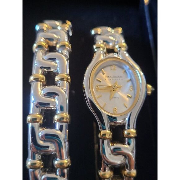 Vintage Joan Rivers Gold and Silver Tone Watch and matching bracelet New - Picture 2 of 4